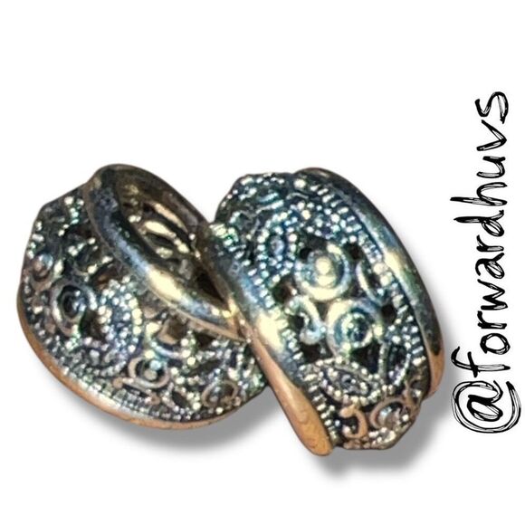 Bundle Sale 3 for $15 | Decorative Design Gold Tone Hoops – ¾” Diameter - Picture 4 of 8